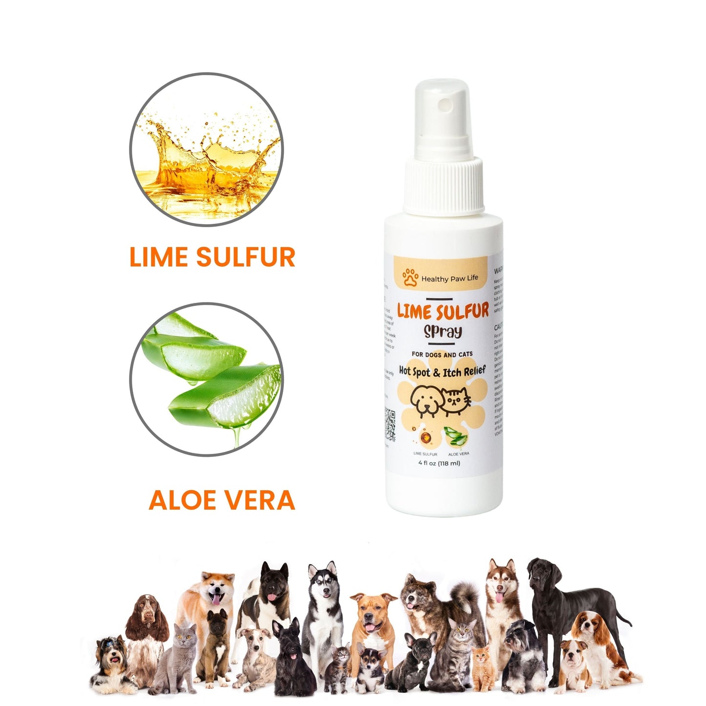 Healthy Paw Life's Lime Sulfur Pet Skin Cream and Spray - 2 Piece Set