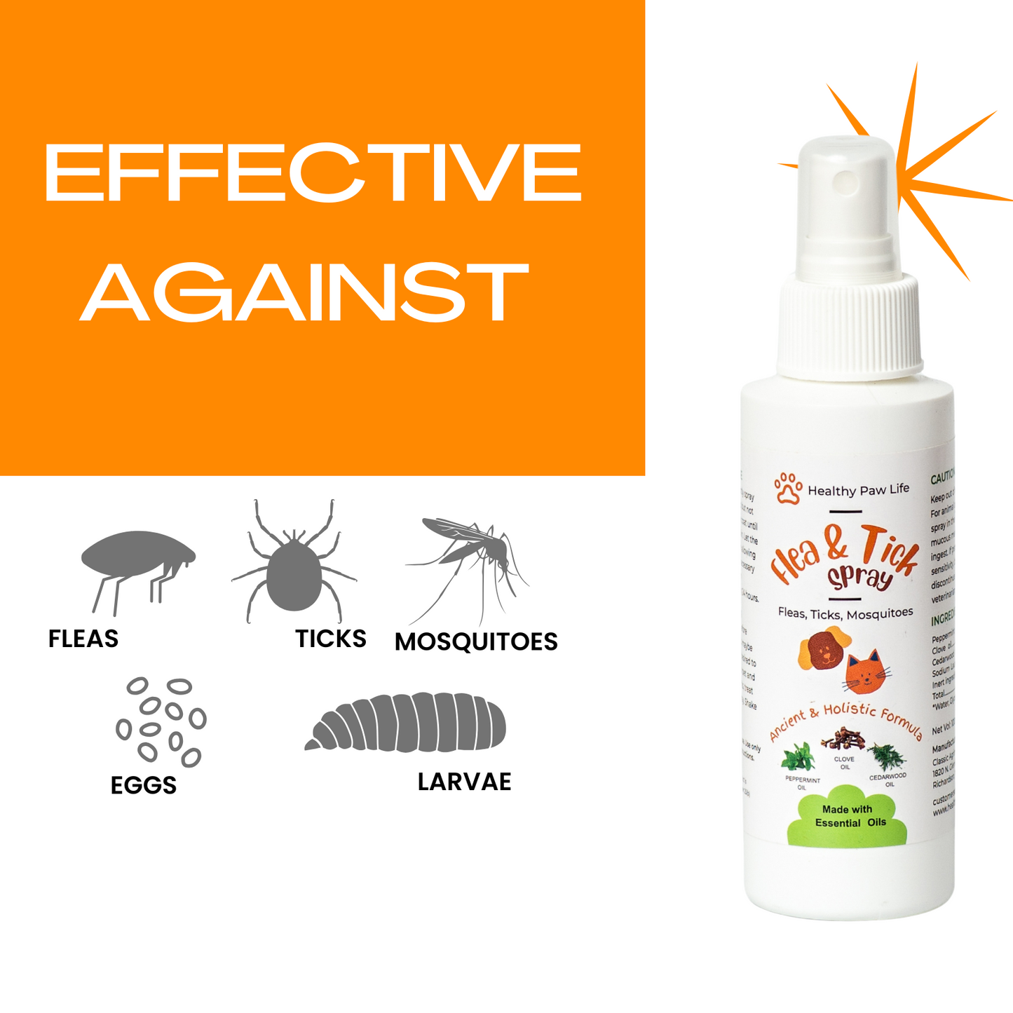 Flea, Tick & Mosquito Spray for Pets, Home and Yard - Powered by Plant based Natural Essential Oils - Kills, Controls, Prevents Fleas, Ticks and Mosquitoes
