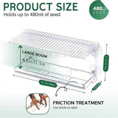 Outdoor Window Bird Feeder Transparent Window Bird House with Strong Suction Cup Installation