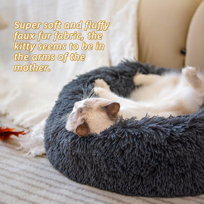 Luxury Plush Donut Pet Bed: Cozy Haven For Small Dogs And Cats