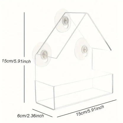 Window Bird Feeder, Triangular House-Shaped Plastic Acrylic Bird Feeder, Acrylic Pet Bird Feeder