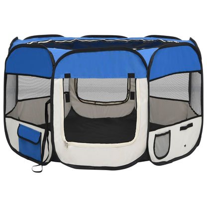 NNEVL Foldable Dog Playpen with Carrying Bag Blue 110x110x58 cm-1