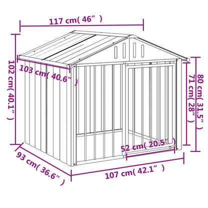NNEVL Dog House with Roof Black 117x103x102 cm Galvanised Steel-4