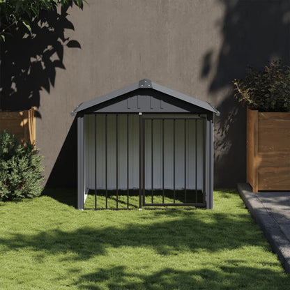 NNEVL Dog House with Roof Black 117x103x102 cm Galvanised Steel-0