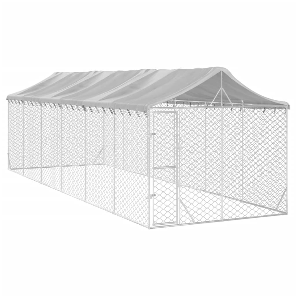 NNEVL Outdoor Dog Kennel with Roof Silver 3x9x2.5 m Galvanised Steel-2
