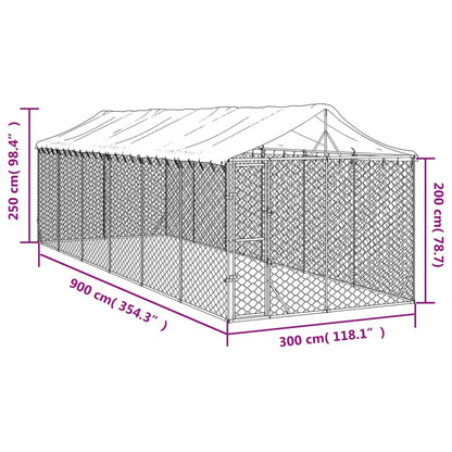 NNEVL Outdoor Dog Kennel with Roof Silver 3x9x2.5 m Galvanised Steel-3