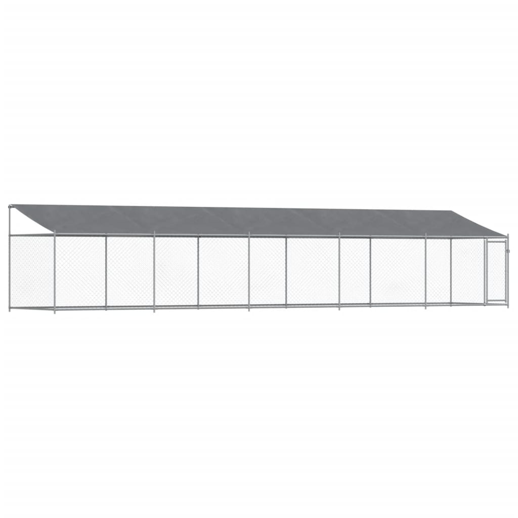 NNEVL Dog Cage with Roof and Door Grey 10x2x2 m Galvanised Steel-1