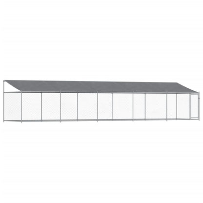 NNEVL Dog Cage with Roof and Door Grey 10x2x2 m Galvanised Steel-1