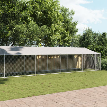 NNEVL Dog Cage with Roof and Door Grey 10x2x2 m Galvanised Steel-2