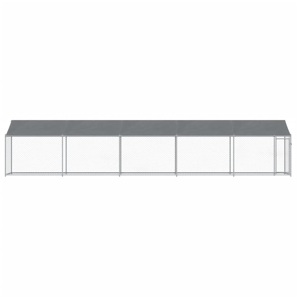 NNEVL Dog Cage with Roof and Door Grey 10x2x2 m Galvanised Steel-3
