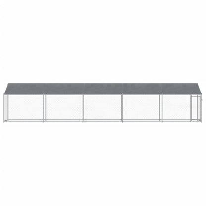 NNEVL Dog Cage with Roof and Door Grey 10x2x2 m Galvanised Steel-3