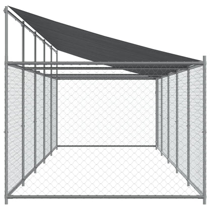 NNEVL Dog Cage with Roof and Door Grey 10x2x2 m Galvanised Steel-4
