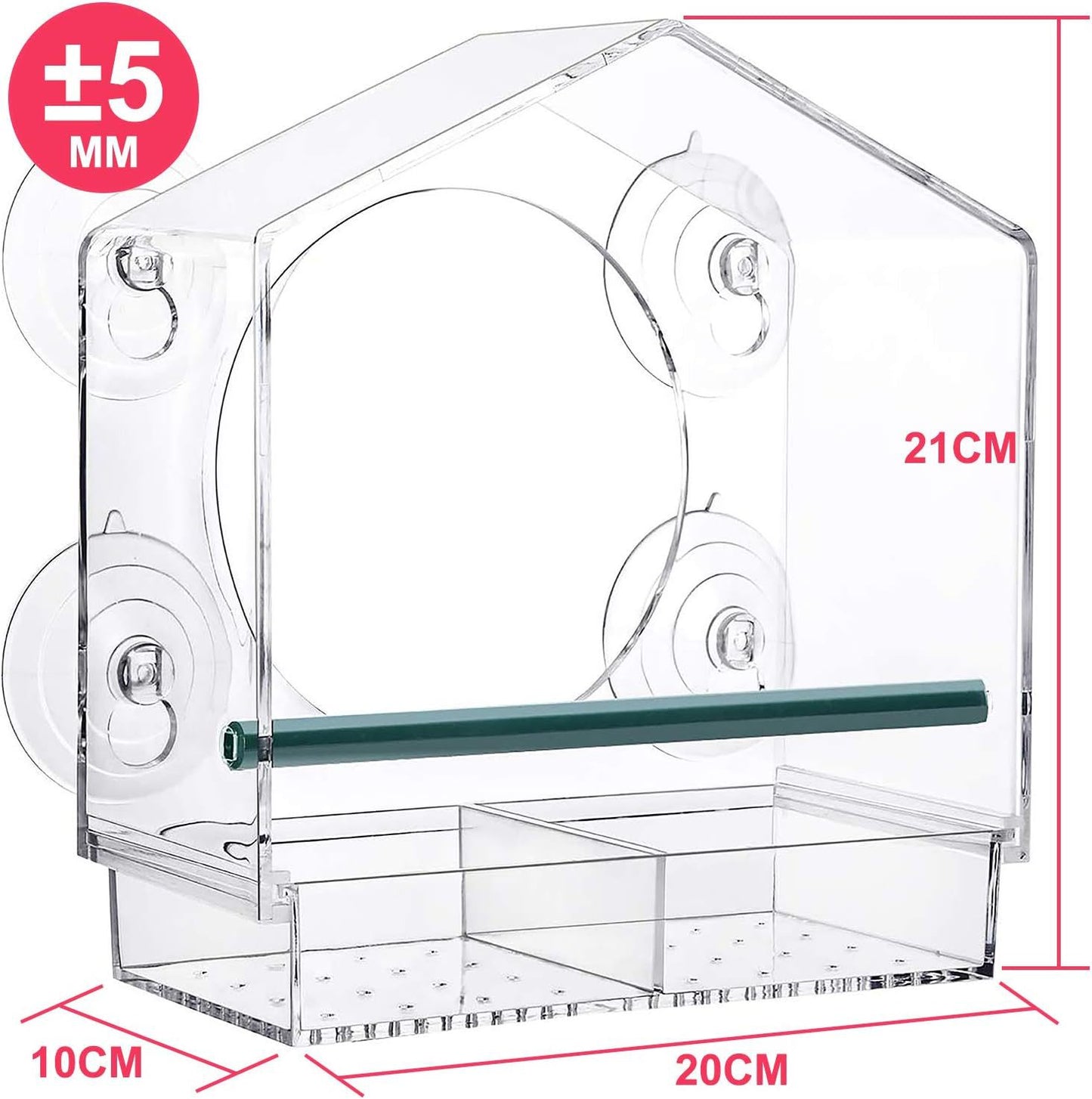 House-shaped Plastic Acrylic Bird Feeder, Acrylic Pet Bird Feeding Container