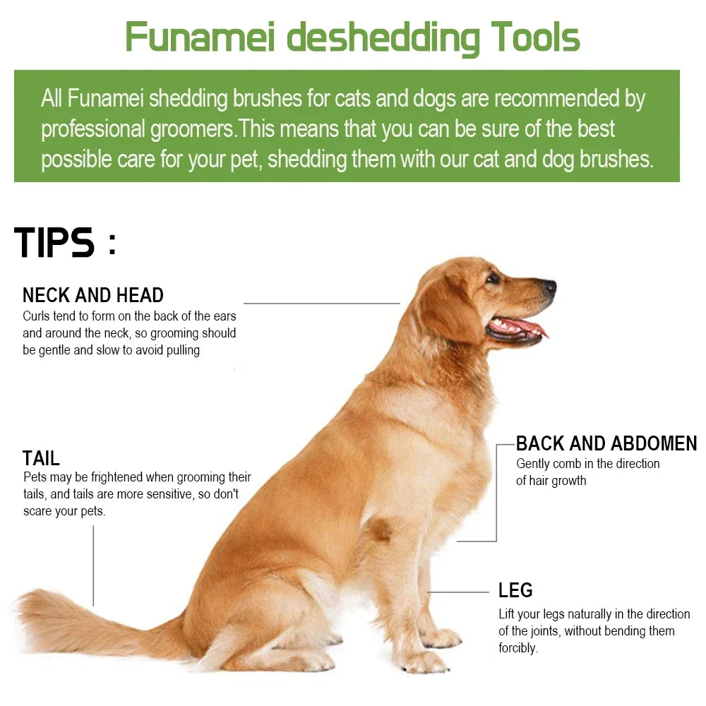 Stainless Steel Pet Deshedding Comb – Gentle Coat Grooming