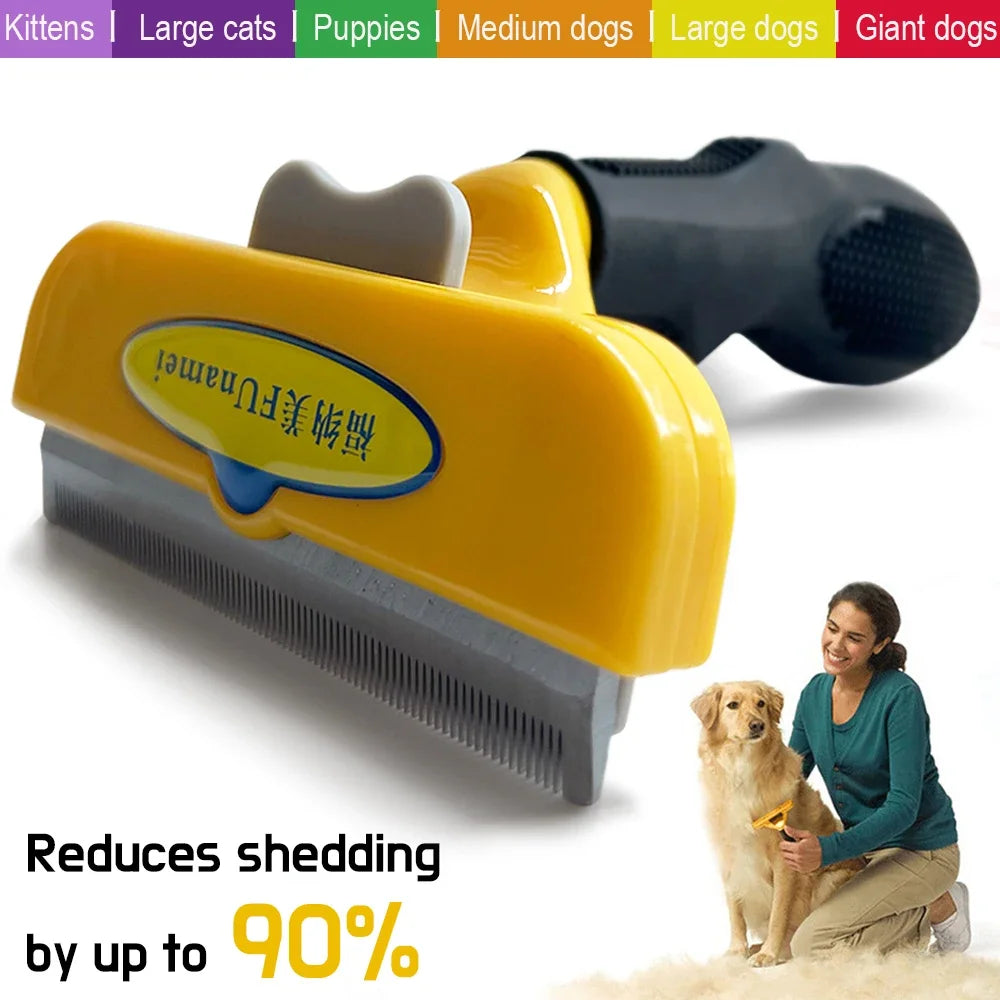 Stainless Steel Pet Deshedding Comb – Gentle Coat Grooming