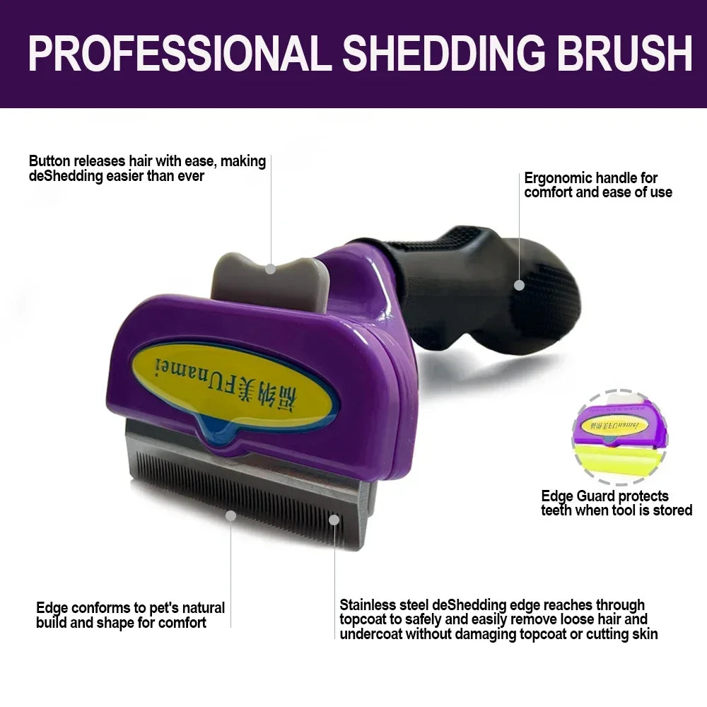 Stainless Steel Pet Deshedding Comb – Gentle Coat Grooming
