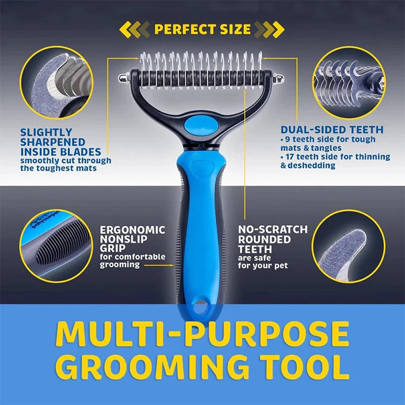 Dual-Sided Pet Deshedding Comb – Stainless Steel Teeth