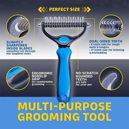 Dual-Sided Pet Deshedding Comb – Stainless Steel Teeth
