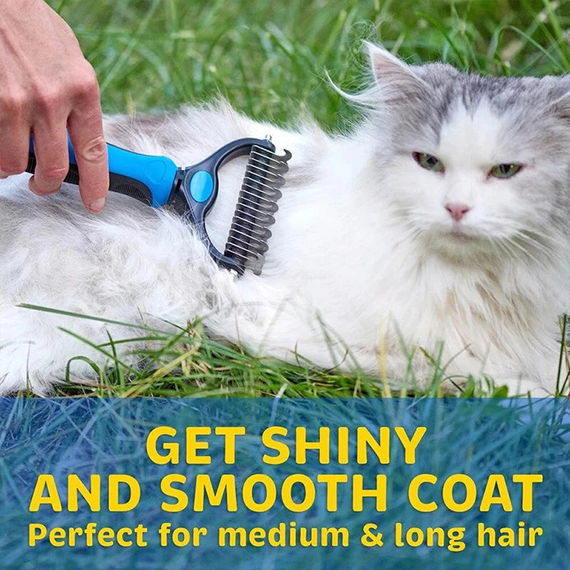 Dual-Sided Pet Deshedding Comb – Stainless Steel Teeth