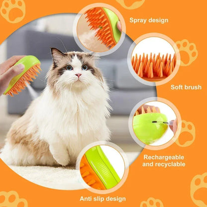 Steam Pet Grooming Brush Comb – Gentle Detangling Tool