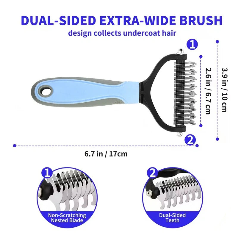 Pet Deshedding Brush Comb – Dual-Sided Dematting Tool