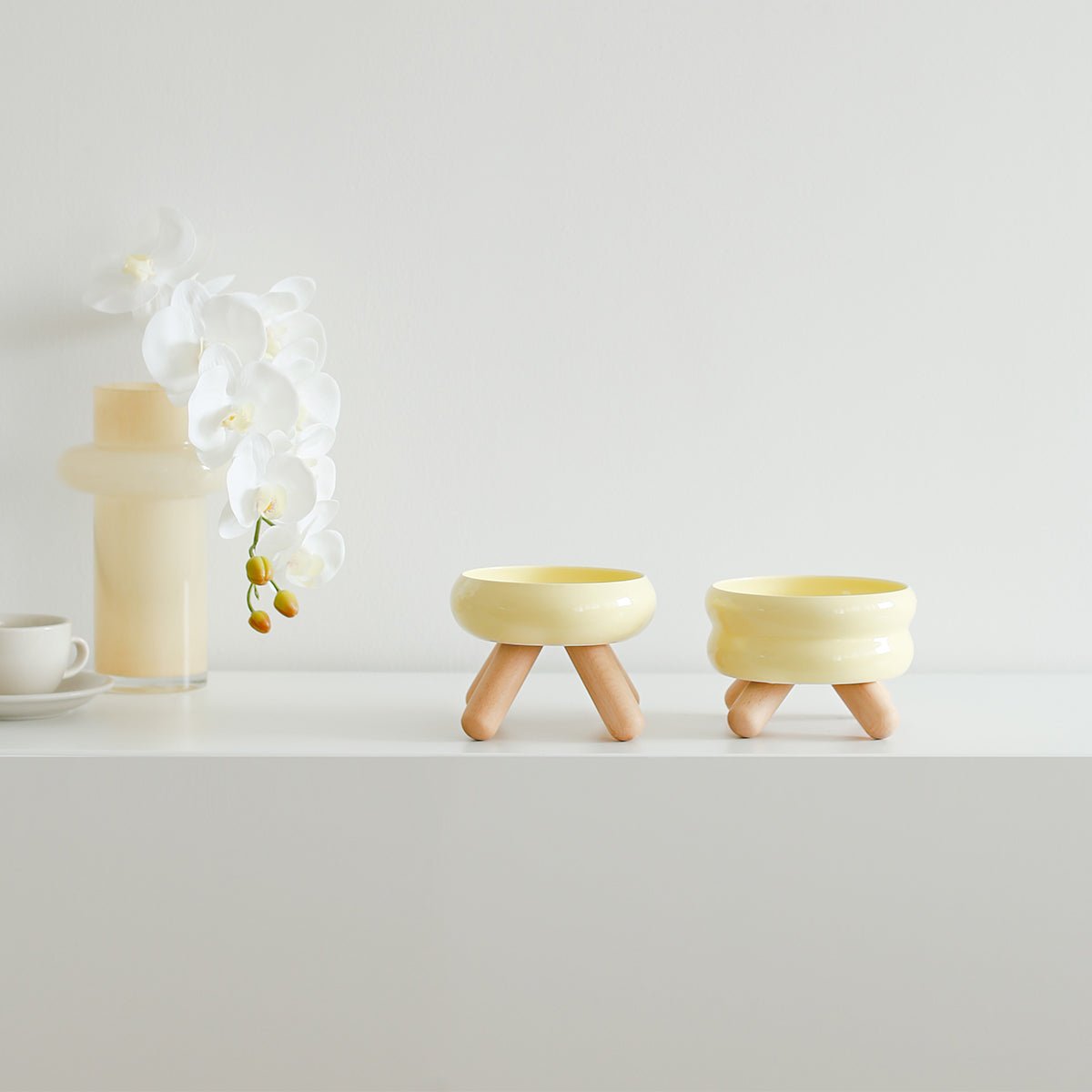 Gulu Elevated Ceramic Pet Water Bowl with Wooden Stand-7