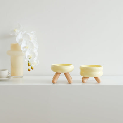Gulu Elevated Ceramic Pet Water Bowl with Wooden Stand-7