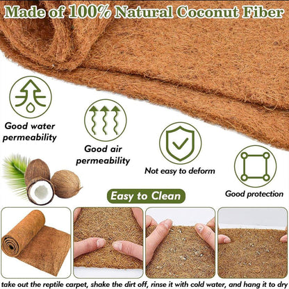 Reptile Terrarium Liner Coconut Fiber Mat Tortoise Carpet Pet Hamster Bedding